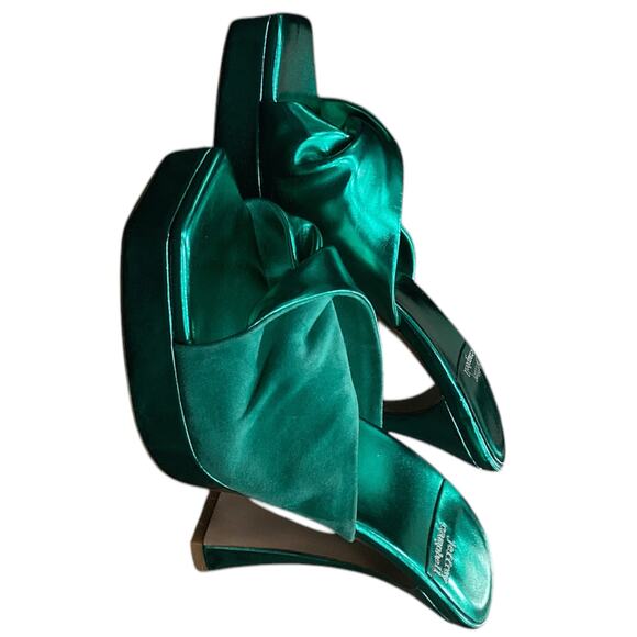 Jeffrey Campbell Heeled Platforms S.9 Metallic Kelly Green Suede/ Smooth Leather - Picture 2 of 5